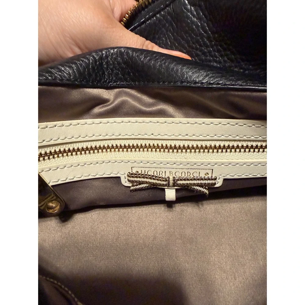 Henri Bendel Black Pebbled Leather Satchel & Shoulder Bag Gold Hardware